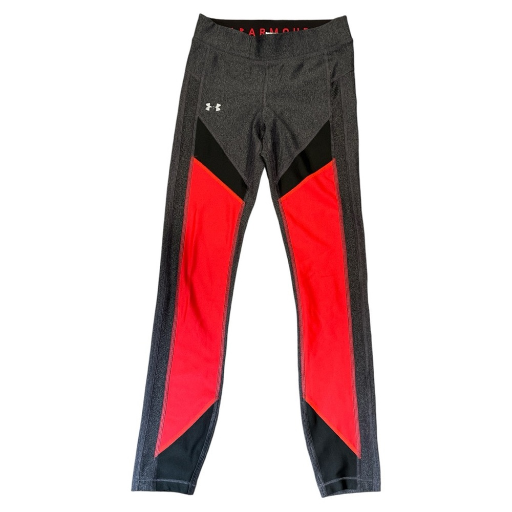Under Armour HeatGear Women's Size XS Compression Leggings Crop, Gray/Orange